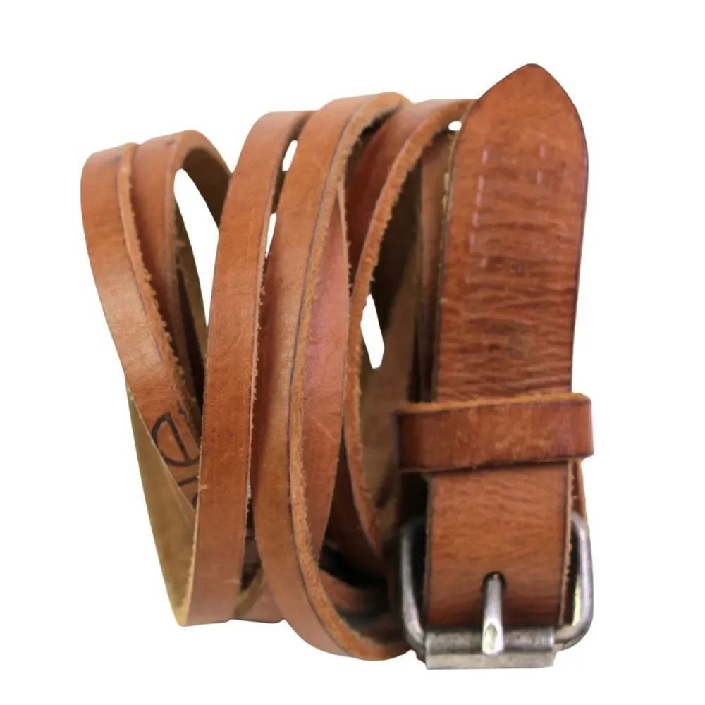 Beryll BROWN REAL LEATHER 1 1/8"Wd STRAPS CASUAL DRESS WOMEN'S BELT Sz L/XL (95T